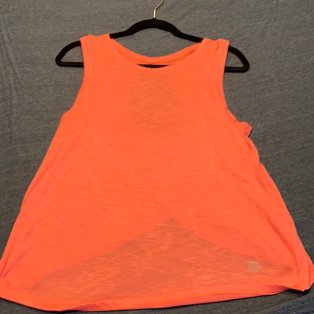 Peach athletic tank top with fun back